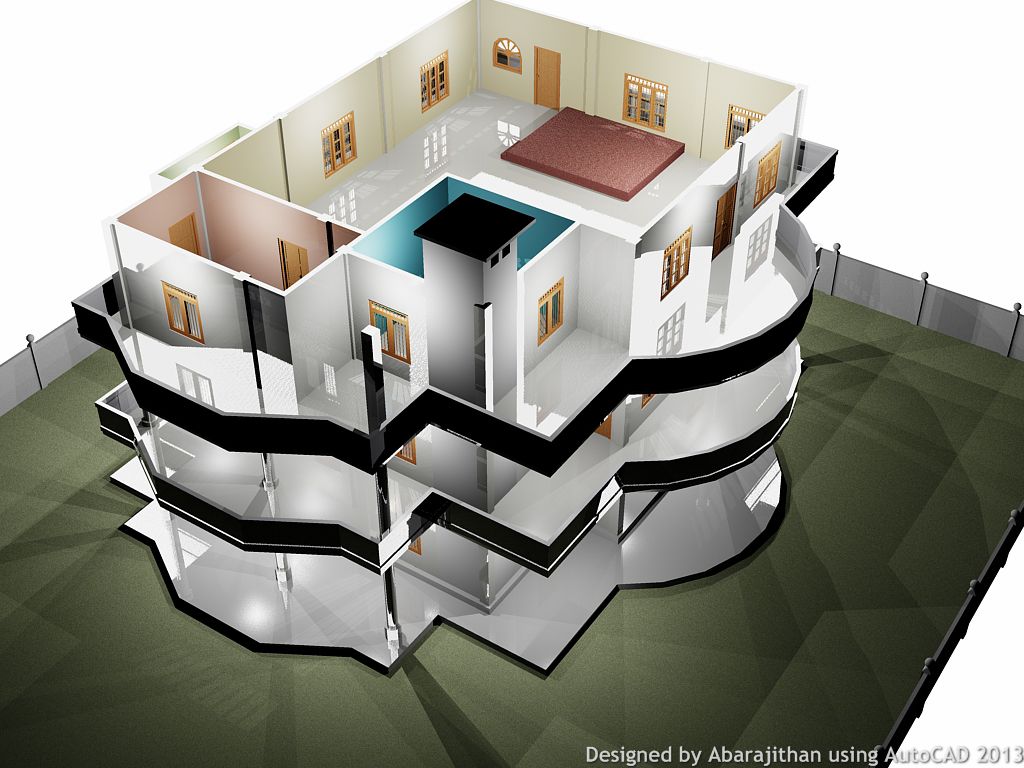 AutoCAD 3D: 3 Story House