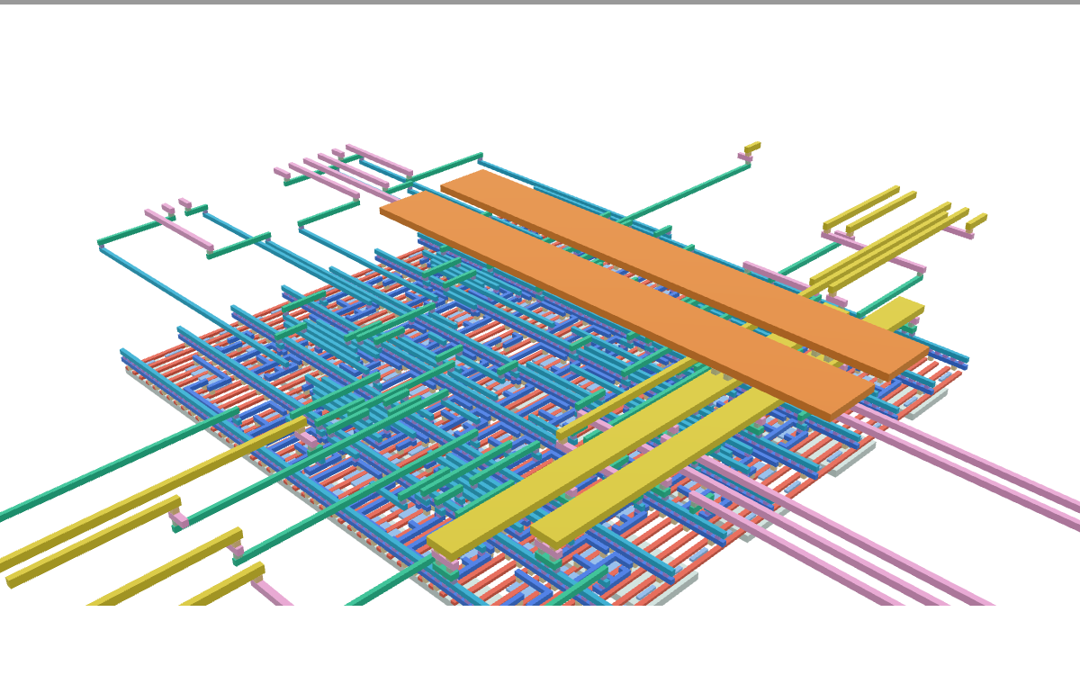 Top-down routing view of the 8-bit ripple carry adder